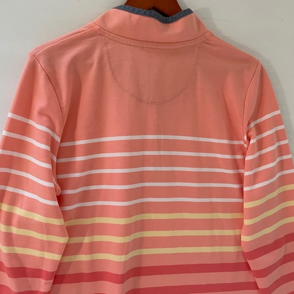 L L Bean Sunset Stripe Rugby Henley Snap Pullover Womens M Costal Preppy Top - Picture 5 of 13
